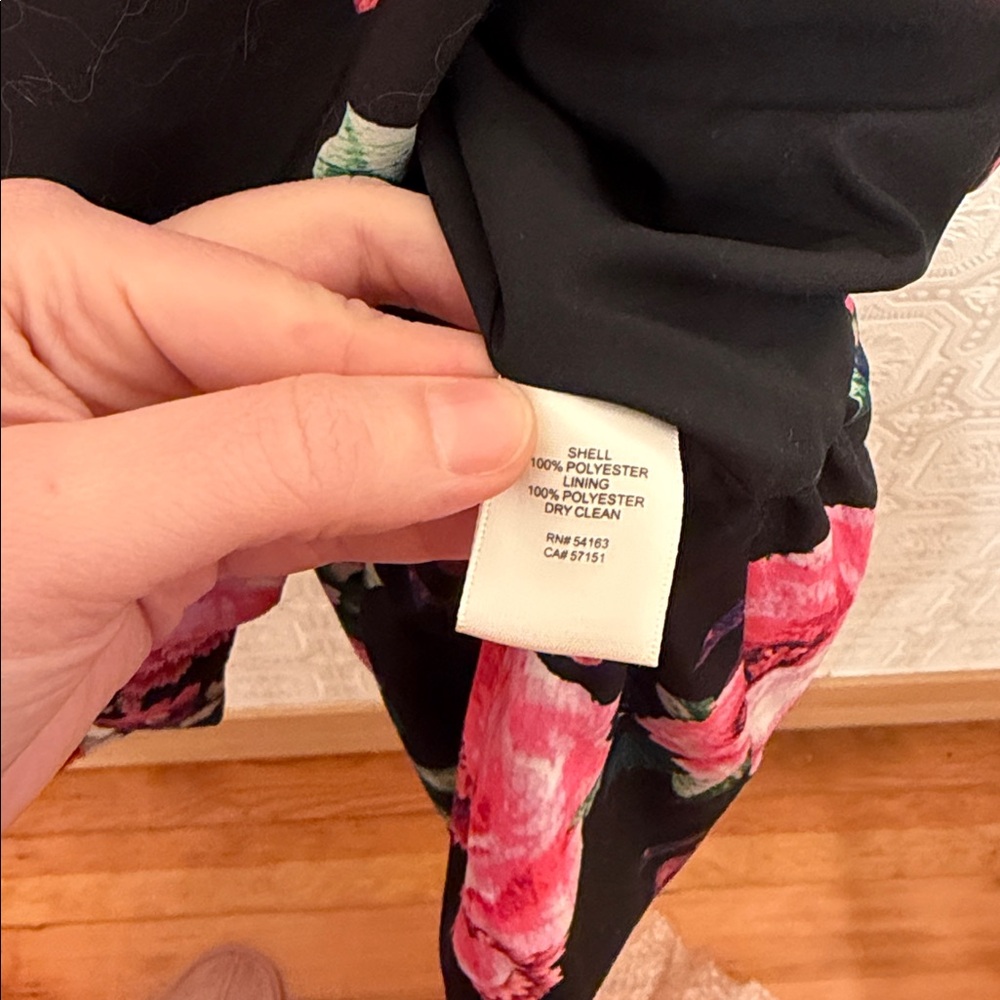 Eliza J Two Piece Set Black Top and Pink Floral Skirt Size 12 - Picture 6 of 16